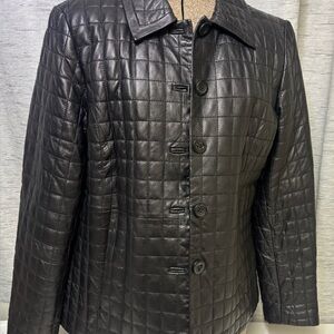 Black Quilted Soft Leather Women's Jacket-size large